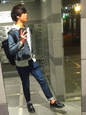 「Dr. Martens（ドクターマーチン）のDr.Martens (ドクターマーチン)/1461 3EYE GIBSON SHOES（その他シューズ）」を使った、Tetsuさん（メンズ・180cm）の春コーディネート