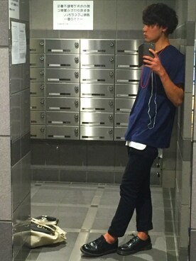 「Dr. Martens（ドクターマーチン）のDr.Martens (ドクターマーチン)/1461 3EYE GIBSON SHOES（その他シューズ）」を使った、Tetsuさん（メンズ・180cm）の夏コーディネート