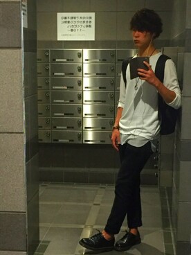 「Dr. Martens（ドクターマーチン）のDr.Martens (ドクターマーチン)/1461 3EYE GIBSON SHOES（その他シューズ）」を使った、Tetsuさん（メンズ・180cm）の夏コーディネート