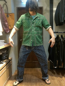 「schott（ショット）のSchott/ショット/WABASH WORK PANTS/ワバッシュ ワーク パンツ（デニムパンツ、ブルー系）」を使った、Masao さん（メンズ・179cm）の夏コーディネート