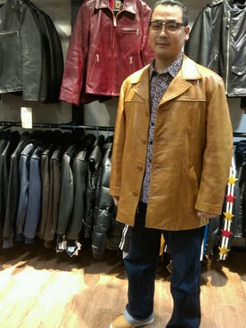 「schott（ショット）のアイテム（ジャケット/アウター、ブラウン系）」を使った、Masao さん（メンズ・179cm）の冬コーディネート