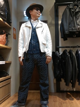 「schott（ショット）のSchott/ショット/WABASH WORK PANTS/ワバッシュ ワーク パンツ（デニムパンツ、ブルー系）」を使った、Masao さん（メンズ・179cm）の春コーディネート