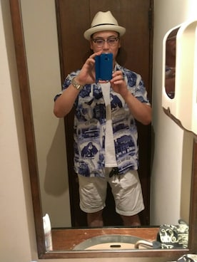 「schott（ショット）のSchott/ショット/NAVAL DENIM SHORTS/ネイバル デニム ショーツ（その他パンツ、ホワイト系）」を使った、Masao さん（メンズ・179cm）の夏コーディネート