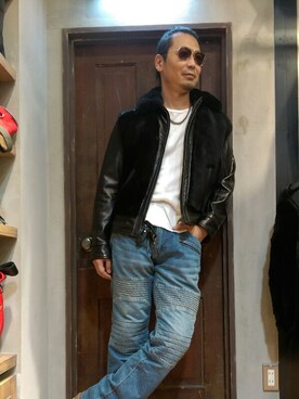「MADE IN USA（メイドインユーエスエー）のアイテム（ブルゾン）」を使った、Masao さん（メンズ・179cm）の秋コーディネート