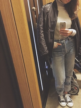 「ウエストイン」｜「アイテム（ミリタリージャケット）」を使った、kom_A(n)GEさん（レディース・158cm）の秋コーディネート