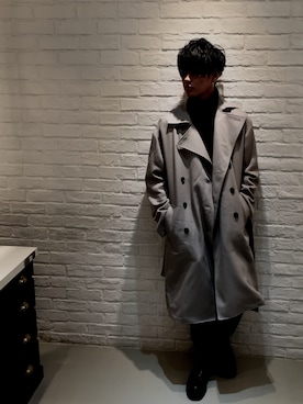 「STUDIOUS（ステュディオス）のアイテム（ノーカラージャケット）」を使った、バトシンさん（メンズ・176cm）の冬コーディネート