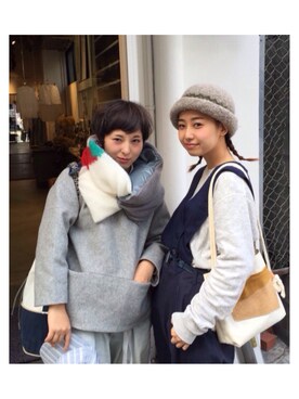 「FACETASM」｜「アイテム（その他アウター）」を使った、モモミさん（レディース・155cm）の冬コーディネート