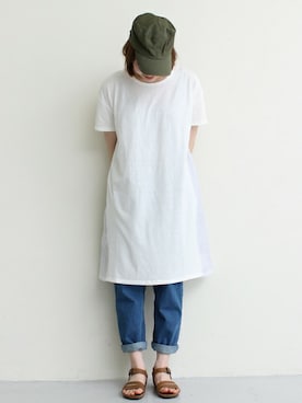 「ワークキャップ」｜「アイテム（ワンピース/ドレス）」を使った、Kさん（レディース・160cm）の夏コーディネート