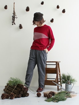 「ワークキャップ」｜「アイテム（スラックス）」を使った、Kさん（レディース・160cm）の秋コーディネート
