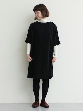 「黒タイツ」｜Kさん（レディース・160cm）の秋コーディネート