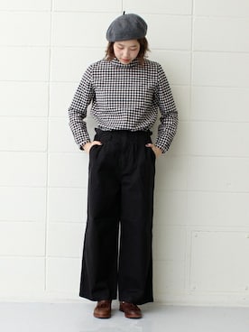 「PAR ICI」｜「アイテム（ハンチング/ベレー帽）」を使った、Kさん（レディース・160cm）の秋コーディネート
