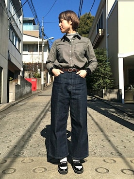 「PAR ICI（パーリッシィ）のアイテム（Tシャツ/カットソー）」を使った、Kさん（レディース・160cm）の冬コーディネート