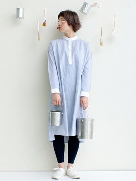 「PAR ICI」｜「アイテム（シャツワンピース）」を使った、Kさん（レディース・160cm）の春コーディネート