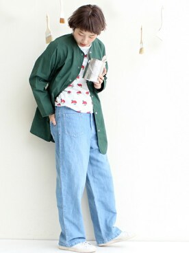 「PAR ICI」｜「アイテム（ノーカラージャケット）」を使った、Kさん（レディース・160cm）の春コーディネート