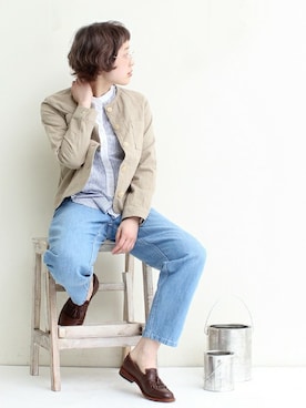「PAR ICI」｜「アイテム（ノーカラージャケット）」を使った、Kさん（レディース・160cm）の春コーディネート