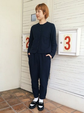 「PAR ICI」｜「アイテム（ノーカラージャケット）」を使った、Kさん（レディース・160cm）の春コーディネート
