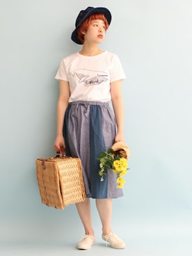 「PAR ICI（パーリッシィ）のアイテム（Tシャツ/カットソー）」を使った、Kさん（レディース・160cm）の夏コーディネート