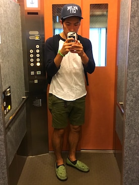 「COOPERS TOWN（クーパーズタウン）のアイテム（帽子）」を使った、うべたろうさん（メンズ・172cm）の夏コーディネート