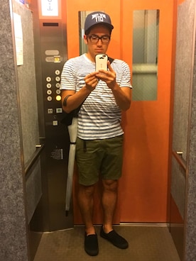 「COOPERS TOWN（クーパーズタウン）のアイテム（帽子）」を使った、うべたろうさん（メンズ・172cm）の夏コーディネート