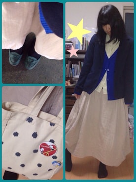 「缶バッジ」｜「アイテム（テーラードジャケット）」を使った、ちゅう ＊＊さん（レディース・152cm）の秋コーディネート