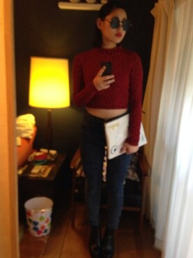 「MONKI（モンキ）のアイテム（クラッチバッグ）」を使った、.MaO さん（レディース・156cm）の冬コーディネート