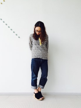 「Minnetonka（ミネトンカ）のアイテム」を使った、inabaさん（レディース・157cm）の春コーディネート