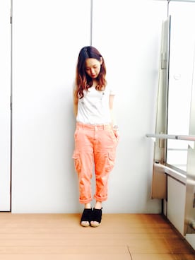 「Minnetonka（ミネトンカ）のアイテム」を使った、inabaさん（レディース・157cm）の夏コーディネート