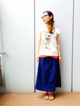 「Minnetonka（ミネトンカ）のアイテム」を使った、inabaさん（レディース・157cm）の夏コーディネート