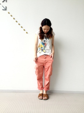 「Minnetonka（ミネトンカ）のアイテム」を使った、inabaさん（レディース・157cm）の夏コーディネート