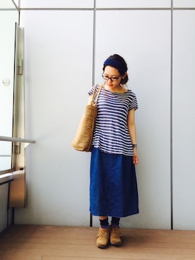 「Minnetonka（ミネトンカ）のアイテム」を使った、inabaさん（レディース・157cm）の夏コーディネート