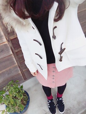 「ROPE' PICNIC（ロペピクニック）のアイテム（ダッフルコート）」を使った、natsuuuさん（レディース・170cm）の冬コーディネート
