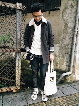 「WISDOM APPAREL（ウィズドムアパレル）のアイテム」を使った、Rïko Chang(張瑞摳)さん（メンズ・178cm）の春コーディネート