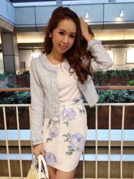「CECIL McBEE（セシルマクビー）のアイテム（ノーカラージャケット）」を使った、MIKA0319さん（レディース・160cm）の冬コーディネート