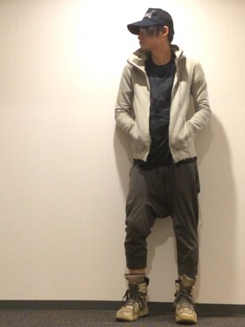 「OURET（オーレット）のアイテム（パーカー）」を使った、chappiさん（メンズ・177cm）の冬コーディネート