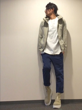 「OURET（オーレット）のアイテム（パーカー）」を使った、chappiさん（メンズ・177cm）の春コーディネート
