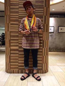 「Lightning Bolt（ライトニングボルト）のアイテム（帽子）」を使った、funatoさん（メンズ・166cm）の夏コーディネート