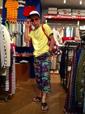 「Lightning Bolt（ライトニングボルト）のアイテム（帽子）」を使った、funatoさん（メンズ・166cm）の夏コーディネート