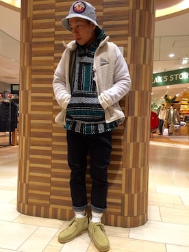 「and wander（アンドワンダー）のアイテム（ブルゾン）」を使った、funatoさん（メンズ・166cm）の冬コーディネート