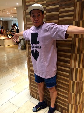 「LOVE」｜「アイテム（帽子）」を使った、funatoさん（メンズ・166cm）の夏コーディネート