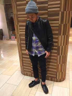 「is-ness（イズネス）のアイテム（ニットキャップ/ビーニー）」を使った、funatoさん（メンズ・166cm）の秋コーディネート