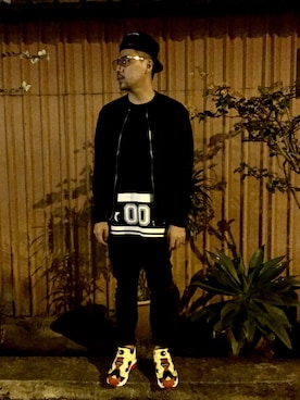 「アイテム（デニムパンツ）」を使った、Flesh Impさん（メンズ・186cm）の冬コーディネート