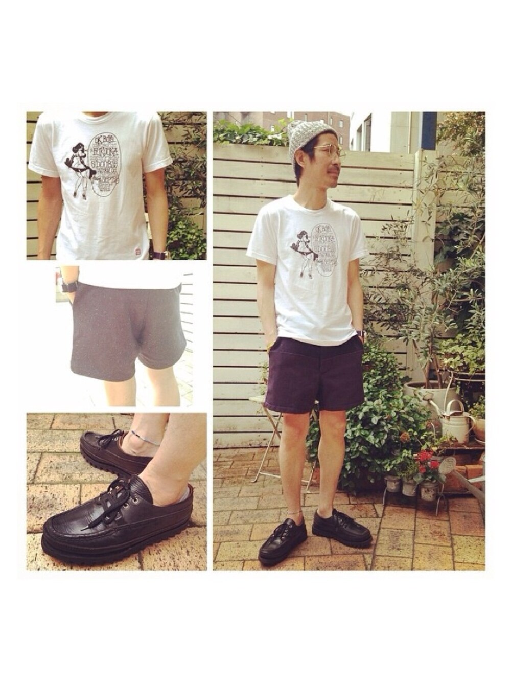 「S/DOUBLE のアイテム（Tシャツ/カットソー、ホワイト系）」を使った、shinkai teruhikoさん（メンズ・168cm）の夏コーディネートの1枚目の写真
