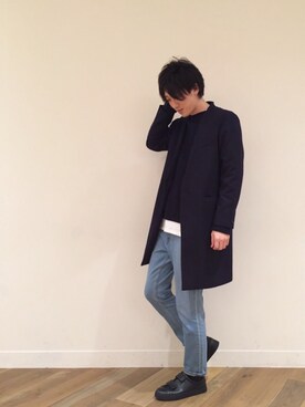 「HARE（ハレ）のダブルベルトスニーカー(HARE)（スニーカー）」を使った、nissy_HAREさん（メンズ・180cm）の冬コーディネート