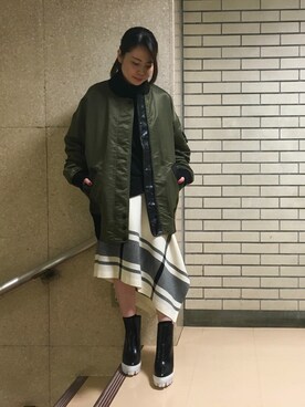 「AULA」｜「アイテム（ブルゾン）」を使った、massyさん（レディース・158cm）の冬コーディネート