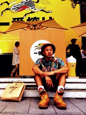 「HUF」｜「アイテム（財布/小物）」を使った、anddyさん（メンズ・173cm）の夏コーディネート