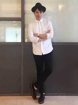 「ART COMES FIRST（アートカムズファースト）のアイテム（帽子）」を使った、YouGun Lee 李佑群さん（メンズ・178cm）の夏コーディネート
