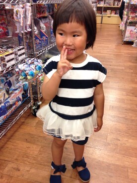 「petit main（プティマイン）のアイテム（その他シューズ）」を使った、♡nobco♡さん（キッズ・100cm）の夏コーディネート