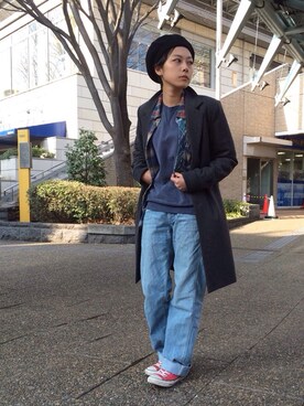「DETAILS（ディテールズ）のアイテム（チェスターコート）」を使った、asakaさん（レディース・165cm）の冬コーディネート
