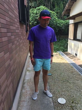 「DAISO（DAISO）のアイテム（キャップ）」を使った、freestyleさん（メンズ・174cm）の夏コーディネート