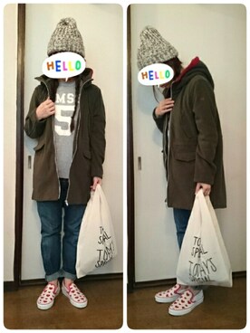 「uu」｜「アイテム（ニットキャップ/ビーニー）」を使った、a＆co.さん（レディース・153cm）の冬コーディネート